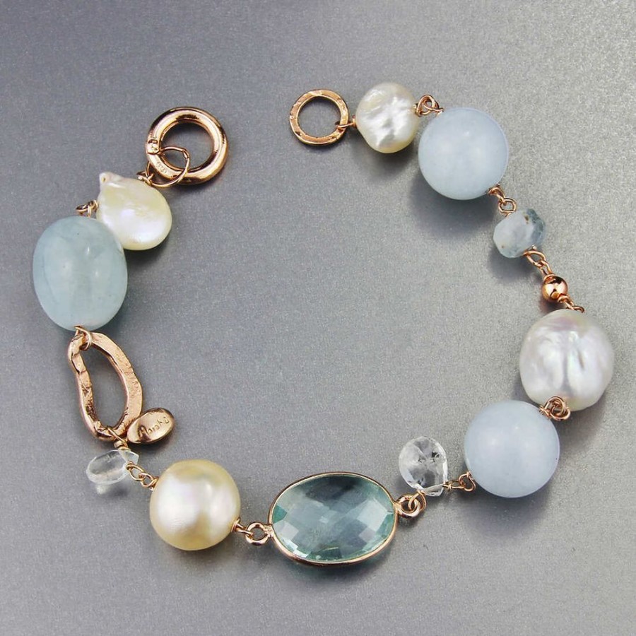 Bracciali Marakò Gioiello | Bracciale / Laterale Scomponibile Perle E Acquamarina