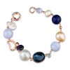 Bracciali Marakò Gioiello | Bracciale / Laterale Scomponibile Perle, Agata Blu E Calcedonio