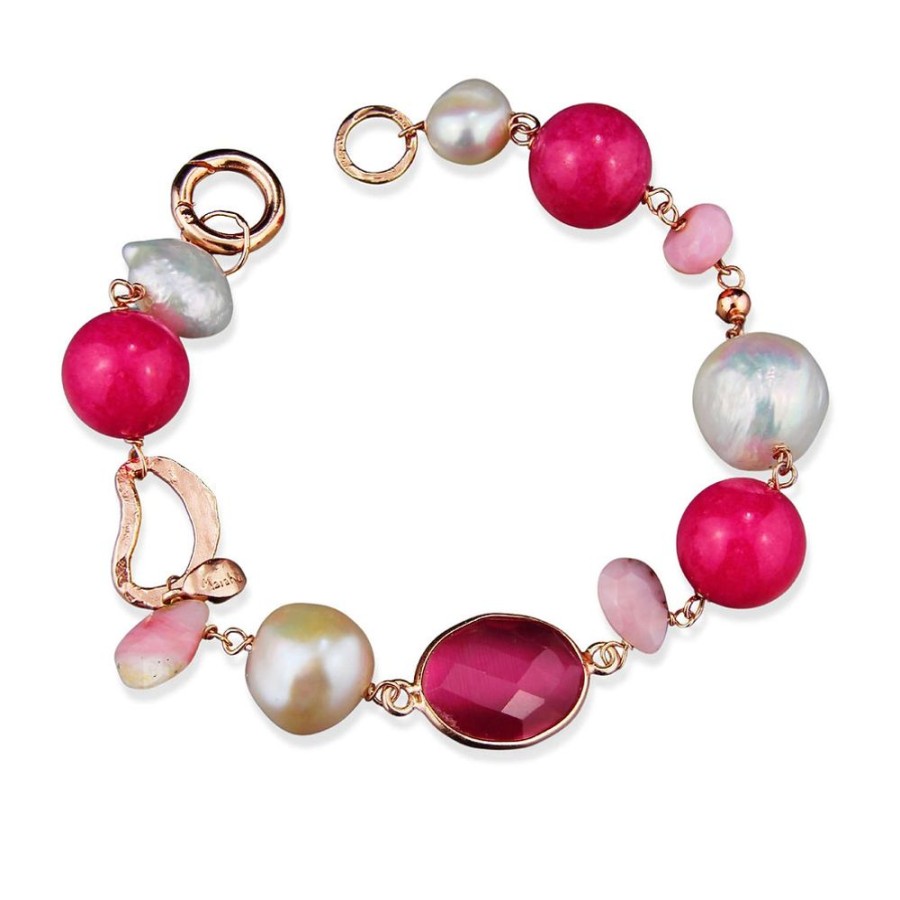 Bracciali Marakò Gioiello | Bracciale / Laterale Scomponibile Perle E Giada Rosa