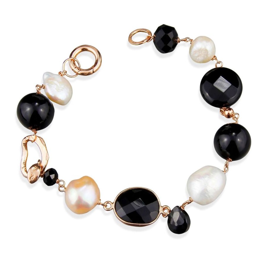 Bracciali Marakò Gioiello | Bracciale / Laterale Scomponibile Perle E Agata Nera