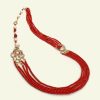 Collane Marakò Gioiello | Collana Lunga Corallo Bamboo Rosso, Perle Bianche Coltivate E Filigrana