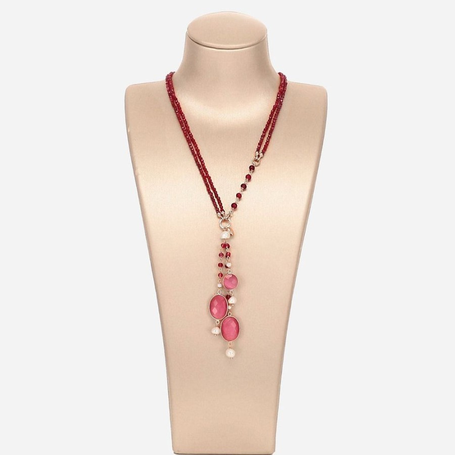 Collane Marakò Gioiello | Collana Aquarelle - Agata Rosa, Agata Ruby E Perle