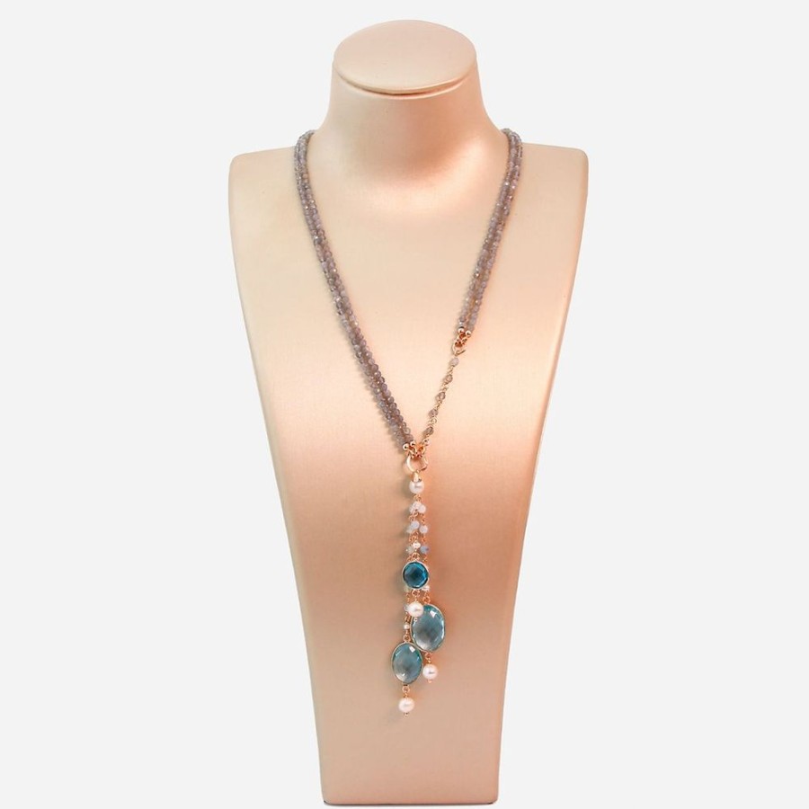 Collane Marakò Gioiello | Collana Aquarelle - Quarzo Celeste, Labradorite E Perle