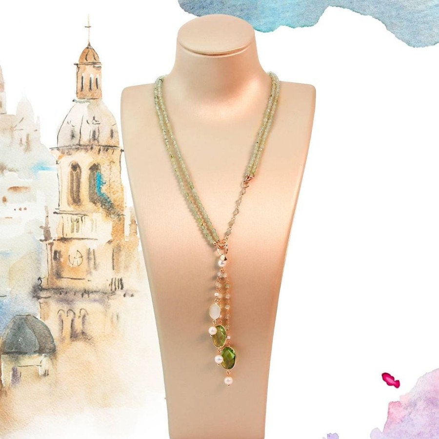 Collane Marakò Gioiello | Collana Aquarelle - Quarzo Verde E Perle