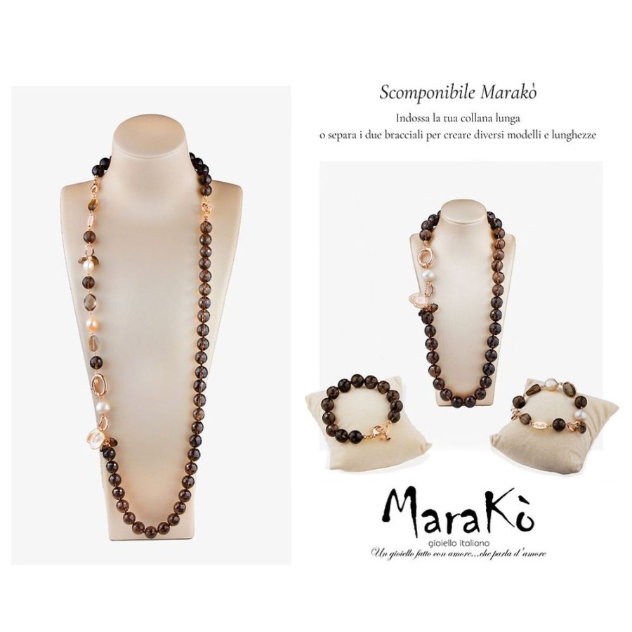 Collane Marakò Gioiello | Collana Scomponibile Acquamarina Multicolor E Perle Coltivate