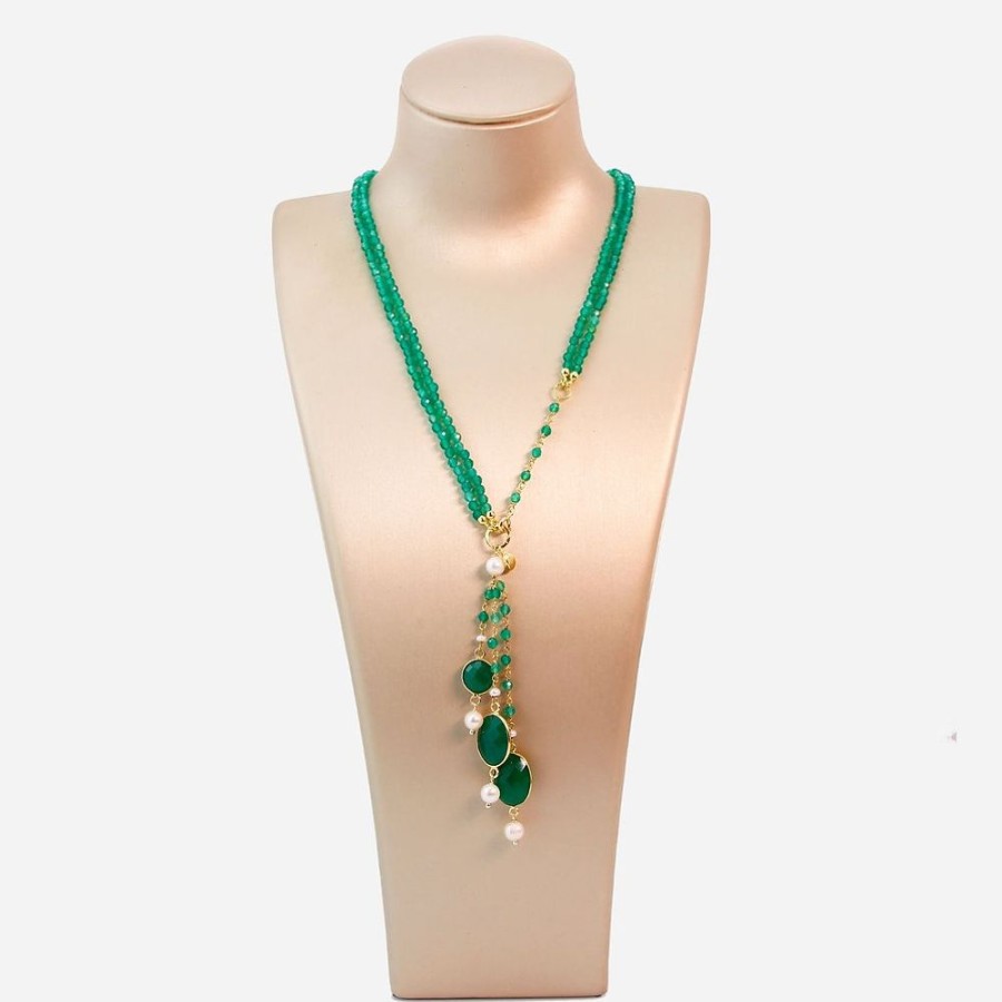 Collane Marakò Gioiello | Collana Aquarelle - Agata Verde Smeraldo E Perle