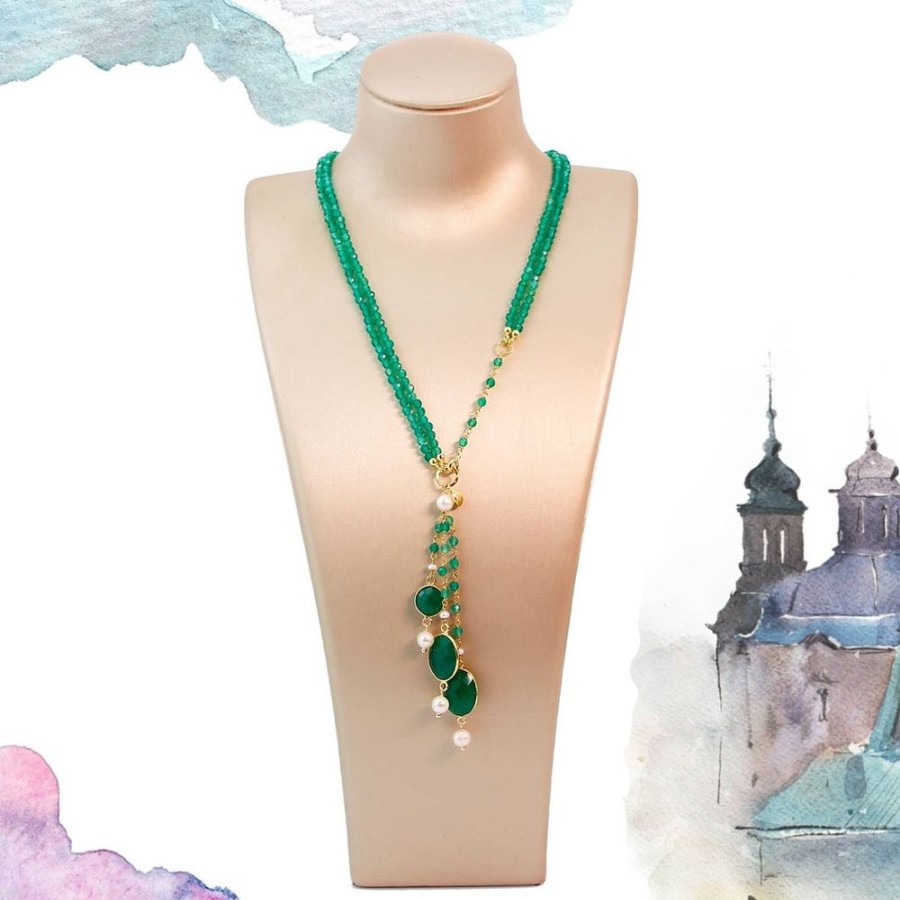 Collane Marakò Gioiello | Collana Aquarelle - Agata Verde Smeraldo E Perle