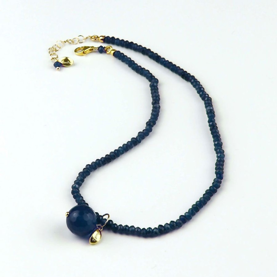 Collane Marakò Gioiello | Choker Agata Blu Zaffiro Con Ciondolo